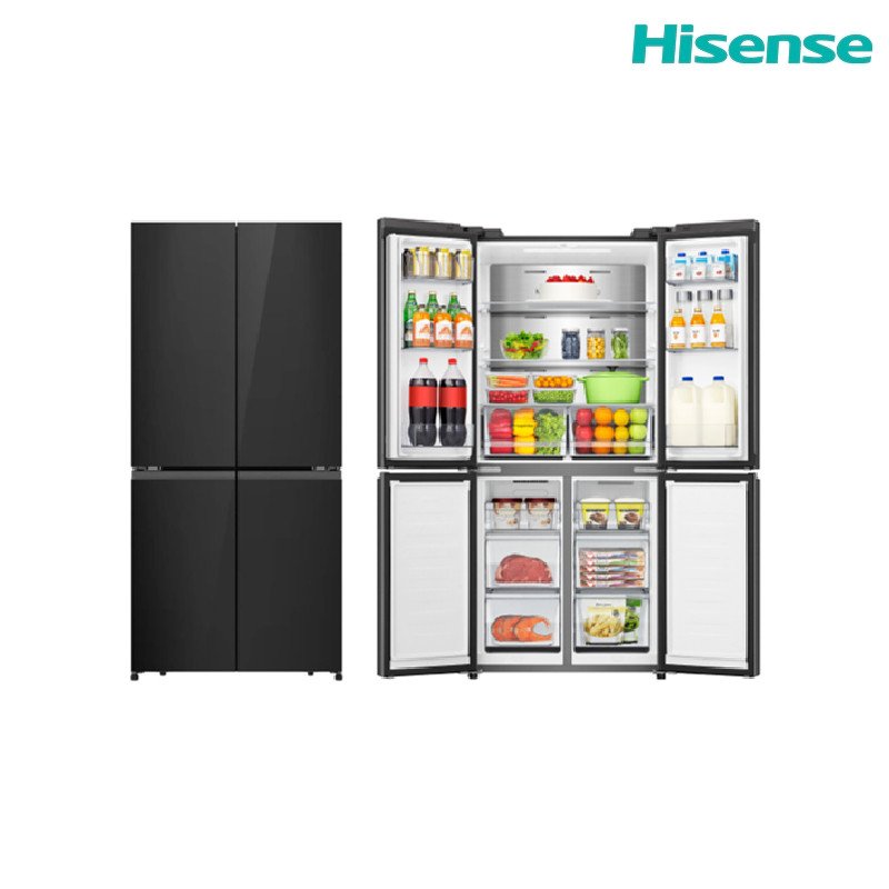 ثلاجة متعددة الأبواب هايسنس RQ5G470SBB3 610 لتر Inverter Triple Zone - زجاج أسود