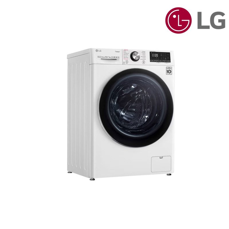 غسالة ومجففة LG WDV9142WRP سعة 10.5/7 كغم AI DD TurboWash360 - أبيض