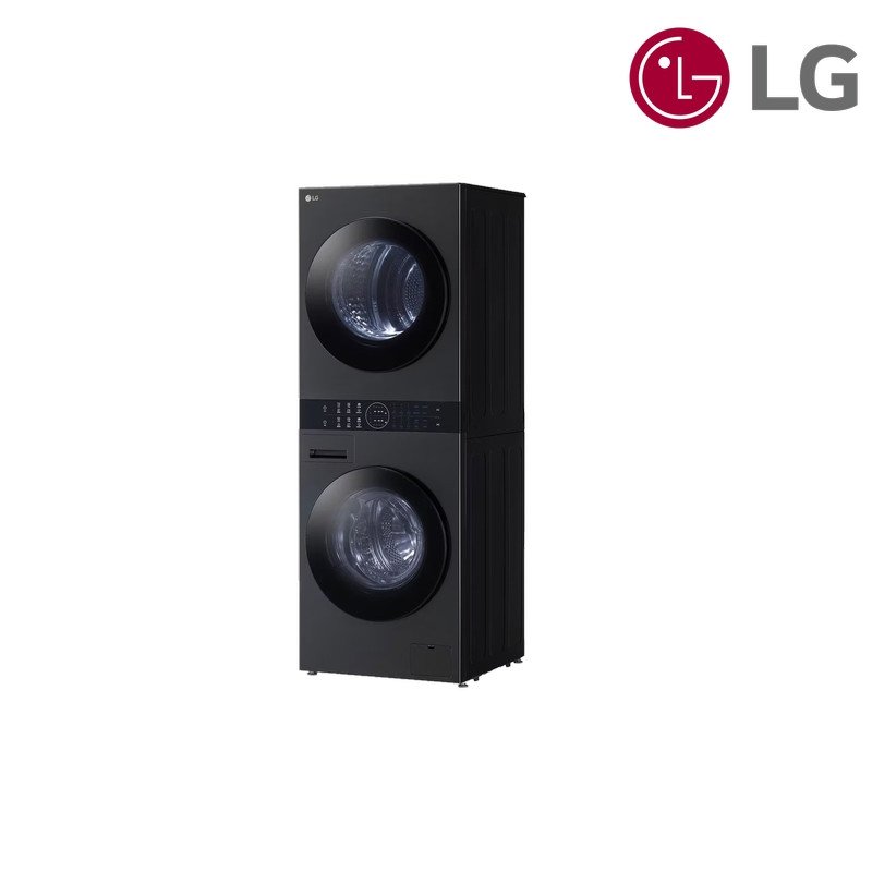 برج غسيل LG WashTower WT2116BRK غسالة 21 كغم + مجففة Heat Pump 16 كغم - Black Steel / أسود ستيل