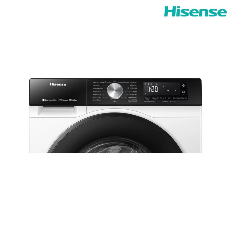 غسالة ومجففة هايسنس WD3S1043BT سعة 10.5/6 كغم 1400 دورة Wi‑Fi - تيتانيوم