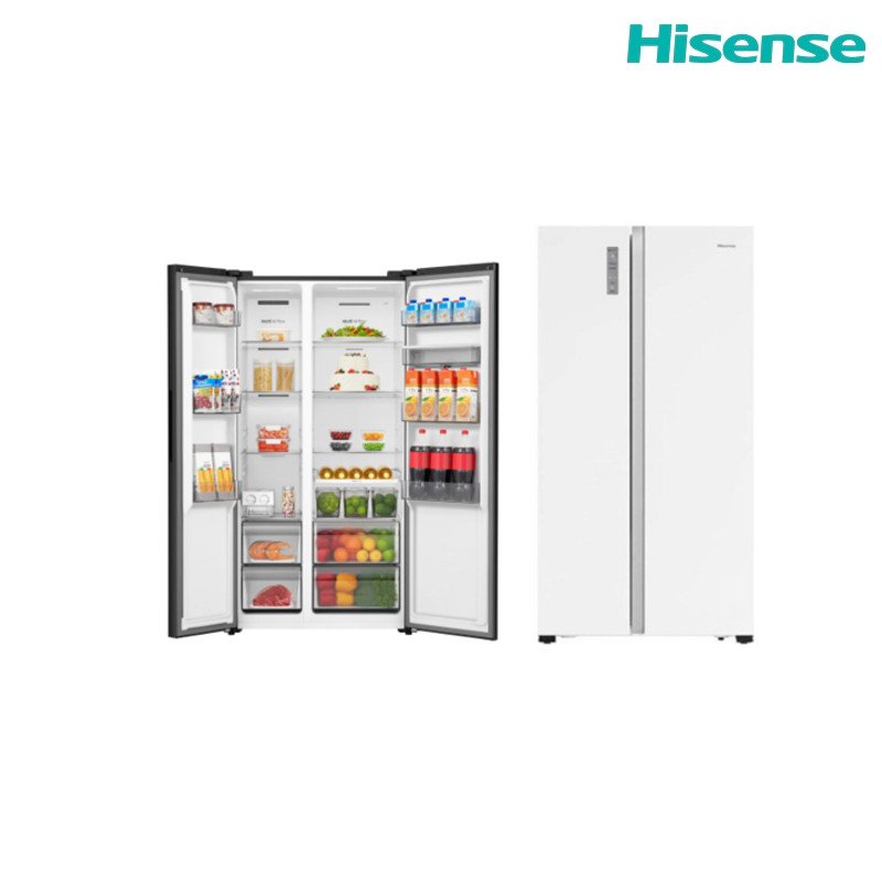 ثلاجة سايد باي سايد هايسنس RS3P725NWG فئة 670 لتر (550 لتر صافي) No Frost Inverter - زجاج أبيض
