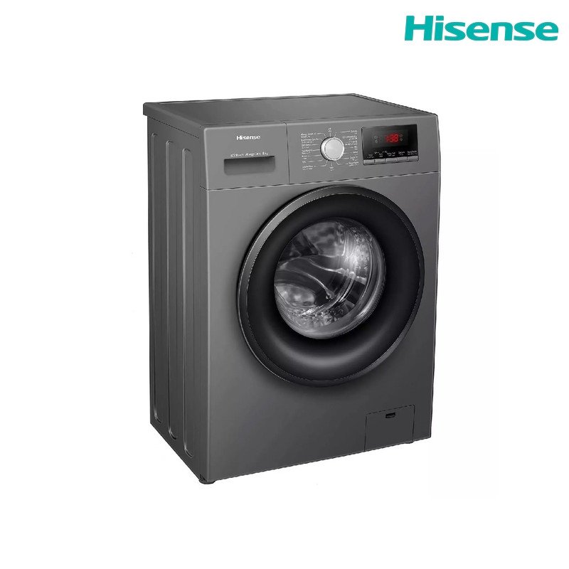 غسالة ملابس هايسنس WFQP8012T/S تحميل أمامي 8 كغم 1200 دورة Steam Wash - تيتانيوم / فضي