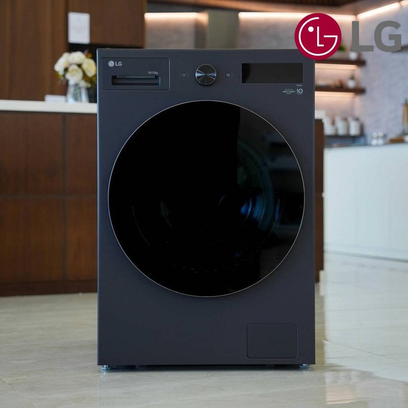 غسالة ومجففة LG WDN1810GRP 18/10 كغم 2 في 1 - أسود غرافيت