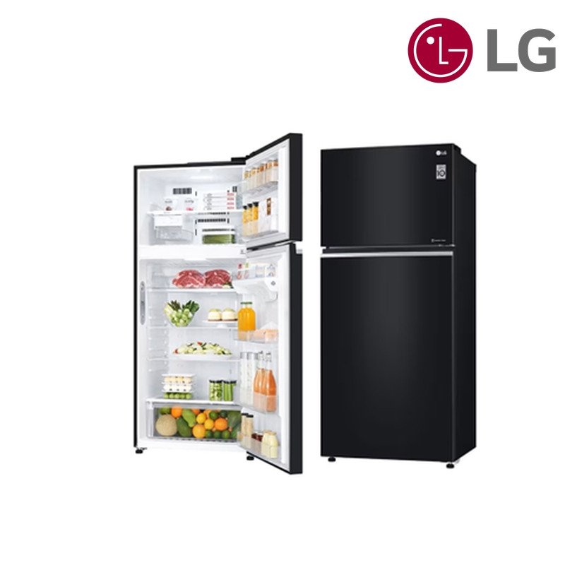 ثلاجة LG فريزر علوي GNB-732HGI 547 لتر Black Glass DoorCooling+ - أسود زجاجي