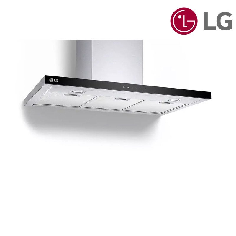شفاط مطبخ LG HC7Z3625S شفاط جداري 90 سم 830 م³/ساعة - ستانلس ستيل / زجاج أسود