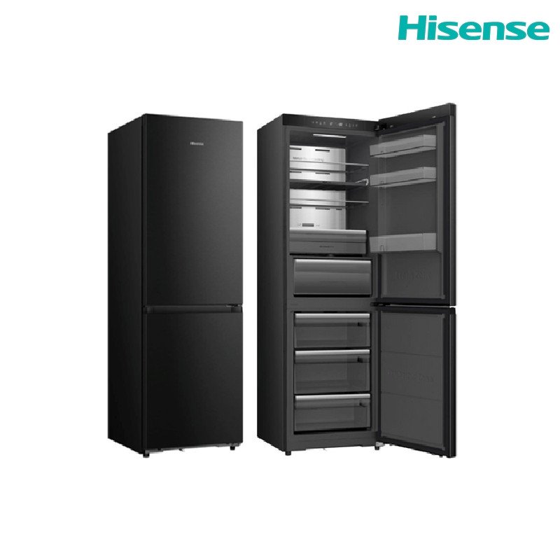 ثلاجة فريزر سفلي هايسنس RB5K430GSFE 372 لتر Inverter - أسود