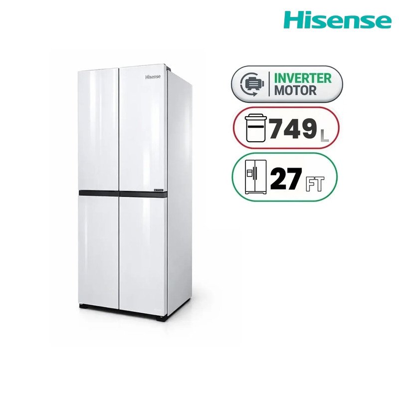 ثلاجة متعددة الأبواب هايسنس RQ7G560NAWA 749 لتر No Frost Inverter Triple Zone - زجاج أبيض