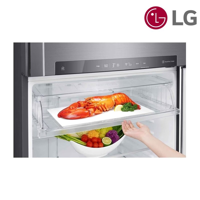 ثلاجة LG فريزر علوي GNM-732HLI 547 لتر Smart Inverter Hygiene Fresh - فضي ستانلس ستيل