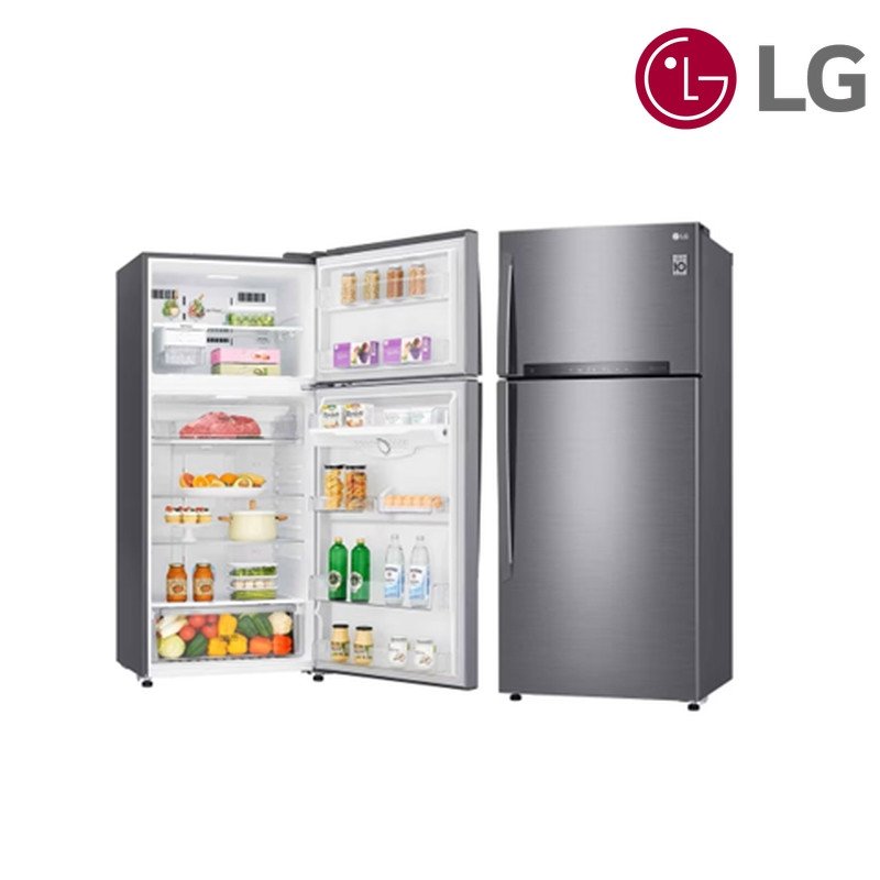 ثلاجة LG فريزر علوي GNM-732HLI 547 لتر Smart Inverter Hygiene Fresh - فضي ستانلس ستيل