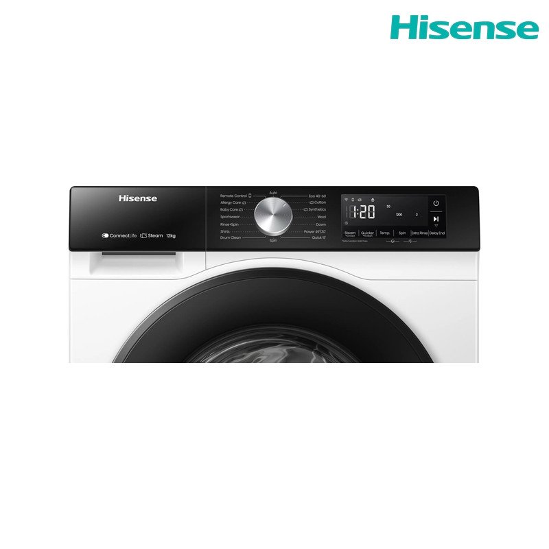 غسالة ملابس هايسنس WF3S1243BW أمامية 12 كغم 1400 دورة Wi‑Fi - أبيض