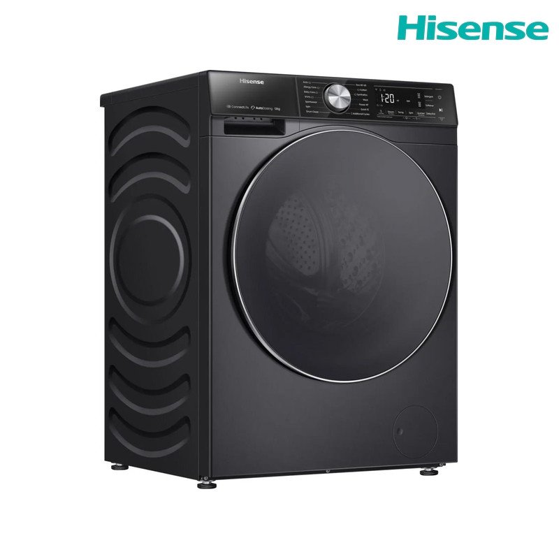 غسالة ملابس هايسنس WF5S1245BB أمامية 12 كغم 1400 دورة Auto Dosing Wi‑Fi - أسود