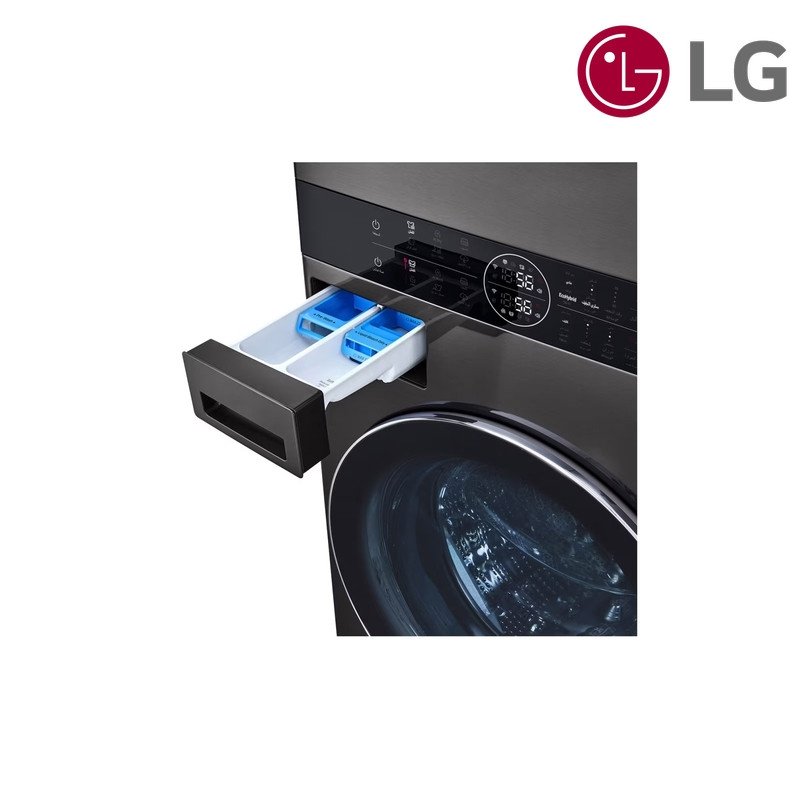 برج غسيل LG WashTower WT2520BRK غسالة 25 كغم + مجففة Heat Pump 20 كغم - Black Steel